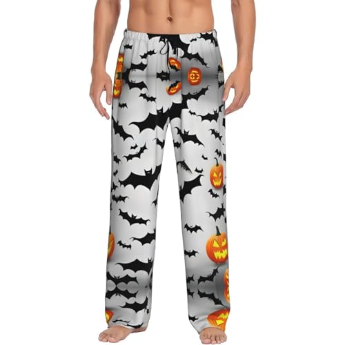 Pantalon de pyjama pour homme EdWal Halloween imprimé chauve-souris Noir XXL avec poches