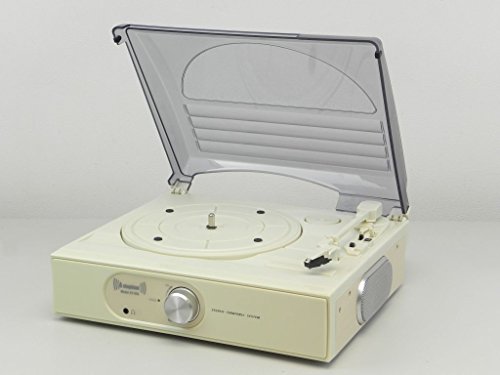 Steepletone ST938 3 Speed 33/45/78 rpm Stand Alone Record Player with Flip Over Stylus - Cream