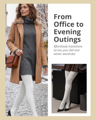 Image of MeMoi Portland Cable Knit Sweater Tights, Warm Opaque Winter Tights