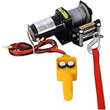 ATV Winch, 2000 lb Electric Winch, 12V Small ATV UTV Winch with Steel Cable Roller Wired Remote Control, Waterproof Towing Winches for Towing UTV ATV Car Vehicle Off-Road