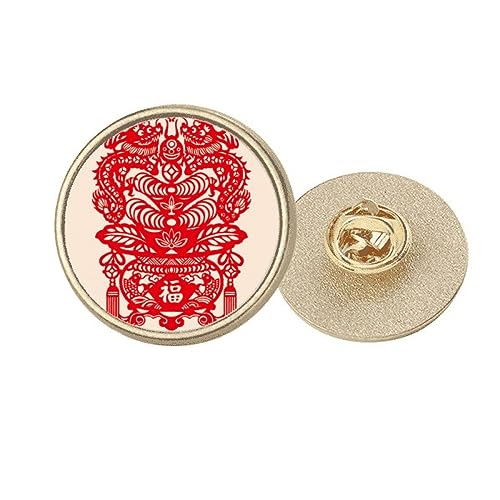 Broche poisson dragon rouge chinois doré bijou fantaisie M