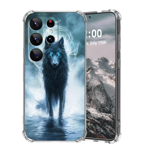 SFJAXYOV for Samsung Galaxy S22 Ultra Case, Mystic Wolf with Glowing Eyes Slim Fit Phone Case, Shockproof Cover for Samsung Galaxy S22 Ultra 6.8"