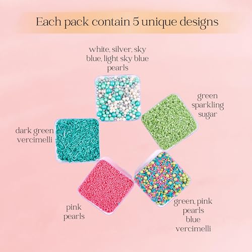 Confect Mermaid Princess Sprinkles – Edible Cake Decorating Mix with Silver, Teal, Pink & Green Pearl Dragees, Sea Blue Jimmies, Green Sparkling Sugar – Ocean-Inspired Toppings for Cakes, Cupcakes, Cookies – Vegan, Gluten-Free, Nut-Free, Soy-Free, Dairy-Free, Palm Oil-Free -5 Oz