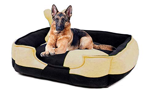 Image of Petslover Ultra Soft Fleece Fabric Polyester Filled Sofa Reversible Dog /Cat Beds, Beige & Black (Export Quality) - Large