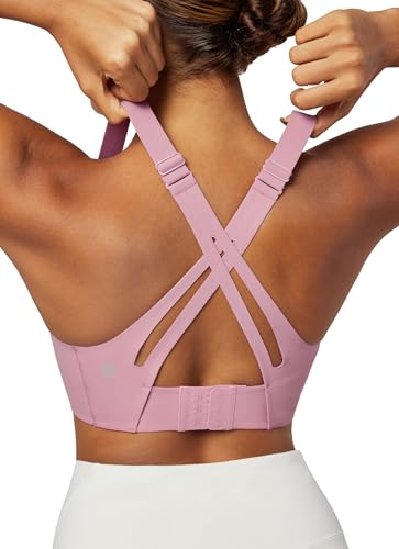 Image of Heathyoga Medium-High Support Sports Bras for Women Molded Cup Adjustable Strappy Sports Bra Supportive Bras for Yoga