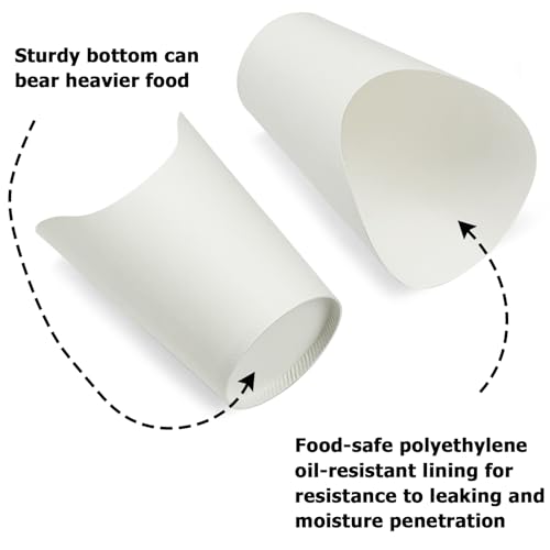 CAMKYDE 100 Pcs French Fries Holder, 12oz Disposable Paper French Fry Cups White Charcuterie Cups for all Occasions (12oz, White)