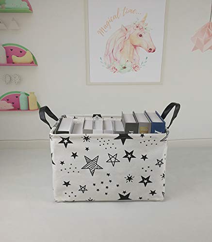 Image of Kid Storage Basket Gift Shelf Basket Toy Storage Bin, Nursery Basket Organizer Box for Children Room Deco With Handles (Star)
