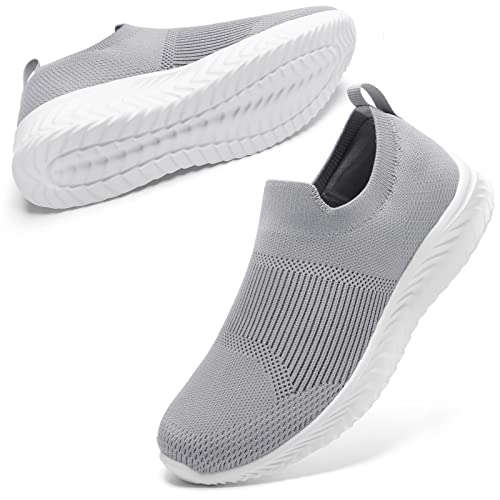 STQ Womens Running Shoes Ladies Trainers Arch Support Work Shoes Mesh Breathable Tennis Plantar Fasciitis Shoes Shock Absorption Walking Shoes Medium Grey 5.5 UK