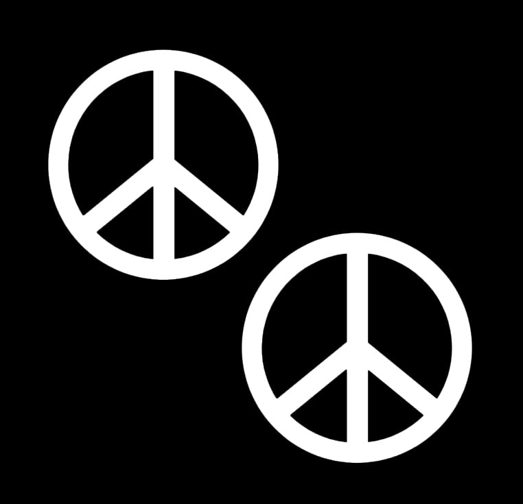 Image of Peace Sign Love Symbol Decal Vinyl Sticker for Car Truck Window Bumper Laptop White 2 Pack