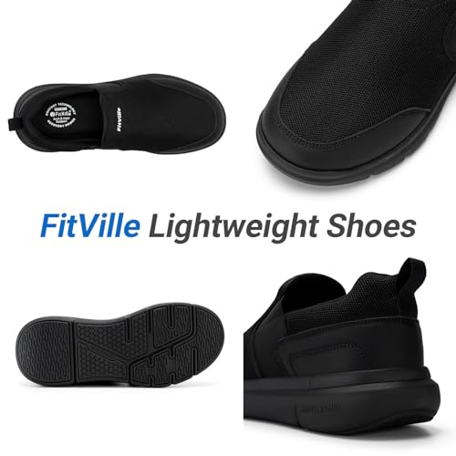 FitVille Men's Extra Wide Slip on Walking Shoes, Lightweight Non-Slip Breathable Casual Loafers for Standing All Day2