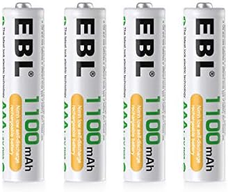 EBL 1100mAh Super Capacity AAA Rechargeable Batteries, 4 Pack
