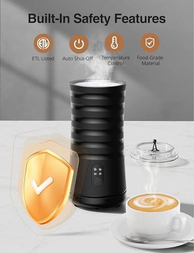 Image of Milk Frother, Mirdred 4-in-1 Milk Steamer and Frother, Hot & Cold Foam Milk Warmer with Temperature Control, Auto Shut-Off Frothers for Coffee, Latte, Cappuccino, Macchiato