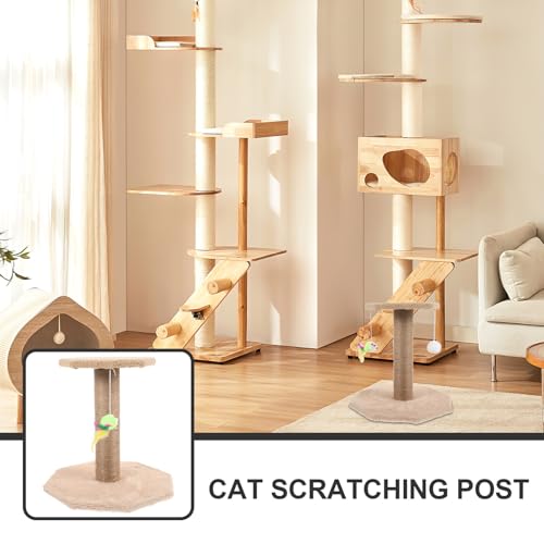 Rascador para gatos vertical POPETPOP de sisal con bola colgante miniatura 6