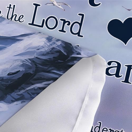 Nautical Ocean Lighthouse Shower Curtain Set for Bathroom, Bible Verse Coastal Beach Fabric Shower Curtain Restroom Bathtub Decor Accessories with Hooks 69X70 inch - Image 7