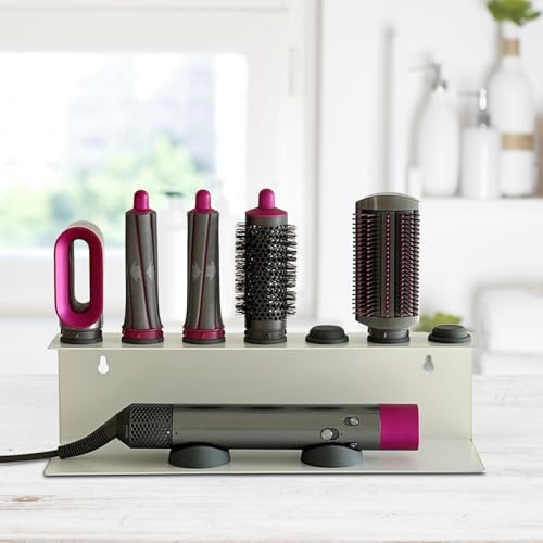 ARHAT ORGANIZERS Metal Airwrap Attachments Holder Wall Mounted | Hair Airwrap Attachments Styler Organizer for Salon, Home | Space-Saving Self Adhesive, Wall Mount Rack, Countertop (White)