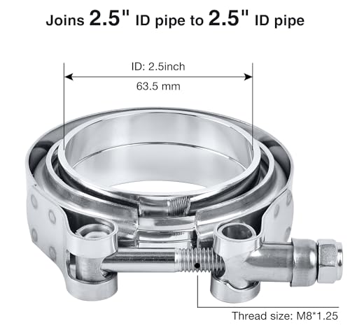 EVIL ENERGY 2.5 Inch V Band Clamp Stainless Steel with Flange Male Female Mild Steel - Thumbnail 2