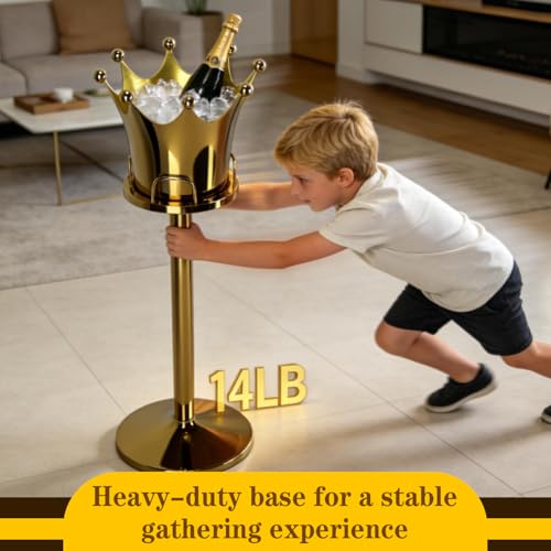Champagne Bucket with Stand, Crown-Shaped Gold Ice Bucket 7L, Luxurious Stainless Steel Standing Champagne Buckets for Parties Banquet Bar KTV Wedding by DMPWNEBL - Image 4