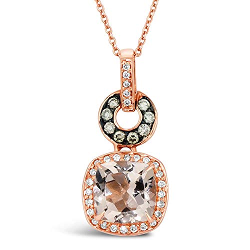 LeVian 14K Rose Gold, Cushion Cut Morganite & 1/4 Cttw