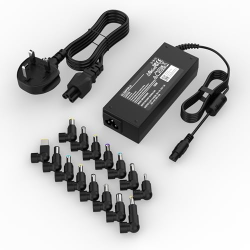 Universal Laptop Charger UK 100W AC Power Adapter with 15 Tips Compatible with Lenovo HP Dell Acer Asus Samsung Toshiba Sony IBM Fujitsu Gateway Notebook Ultrabook Chromebook Laptop Charger