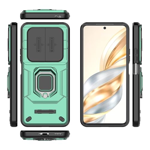 YIZHI KXY Fundas para teléfono Honor X60 5G (versión doméstica) funda delgada con función atril para teléfono PC y TPU, funda para teléfono con ventana de empuje (verde)