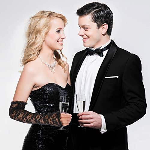 Yolev Women's Long Lace Fingerless Gloves Bridal Elbow Length Gloves Long Lace Floral Gloves for Wedding Opera Tea Party