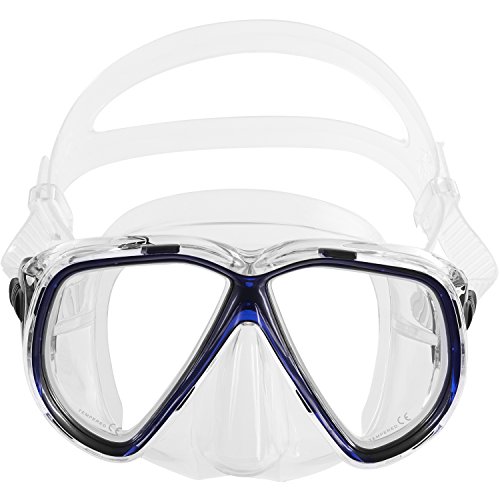 Ist M75-1 Martinique Narrow Dual-Window Diving Snorkeling Mask (Clear Blue) #TOP1