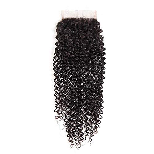 CLAROLAIR Brazilian Hair Kinky Curly Lace Closure Free Part (44) Natural Colour Brazilian Curly Hair 18 INCH (18 INCH)
