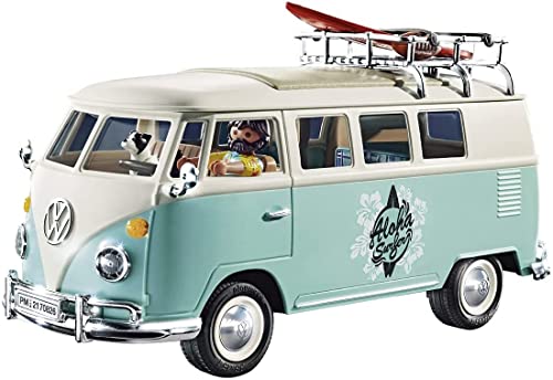 PLAYMOBIL 70826 Volkswagen T1 Camping Bus como Furgoneta Surfera Azul Claro,...