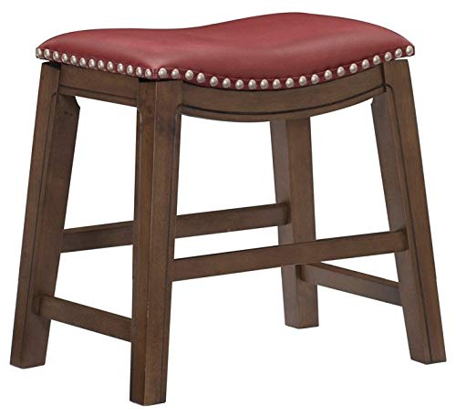 Homelegance Ordway Saddle Seat Dining Height Bar Stool, 19"Sh, Red #TOP24