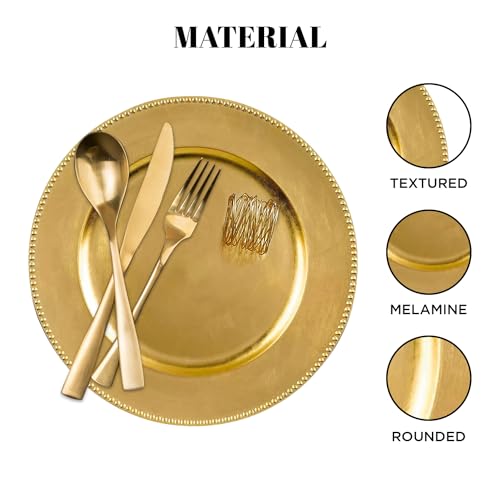 MYEventProducts-48-Pack-13-inch-Gold-Charger-Plates-24-with-Napkin-Rings-24-Heavy-Duty-Durable-Sturdy-Plastic-Chargers-for-Dinner-Plates-Plastic-plates-for-Wedding-Party-Supplies