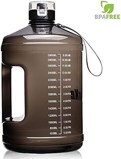 SLUXKE 1 Gallon Big Water Bottle Motivational Fitness Workout with Daily Time Marker|