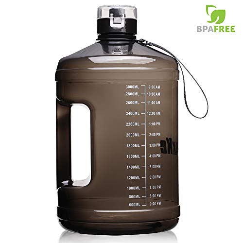 SLUXKE 1 Gallon Big Water Bottle Motivational Fitness Workout with Daily Time Marker|