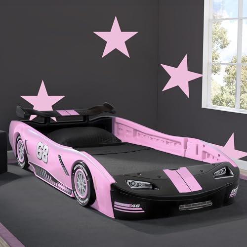 Delta Children Turbo Race Car Twin Bed, Pink