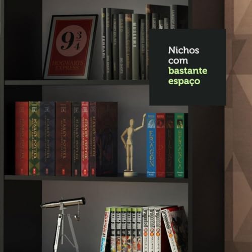 Kit Madesa com 2 Estantes Livreiro 6908 - Preto