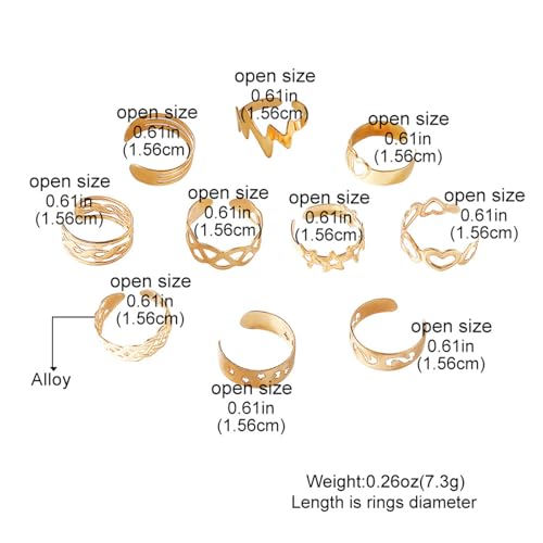 Image of 12PCS Toe Rings for Women 14K Gold /Silver Plated Adjustable Toe Ring Set Open Heart Arrow Infinity Rings Beach Foot Jewelry for Summer