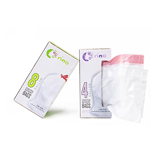 Orino Ultra Strong Garbage Bags 8 Gallon Trash Can Liners for Kitchen and Office Unscented White Drawstring Trash Bags , 60 Count 0.74 mil 22