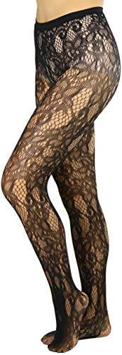Image of ToBeInStyle Women's Elegant Floral Lace Inspired Spandex Net Full Length Tights
