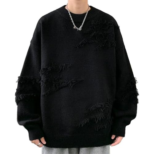 Men’s Stylish Round Neck Knit Sweater, Autumn and Winter, Loose Fit, Retro Design