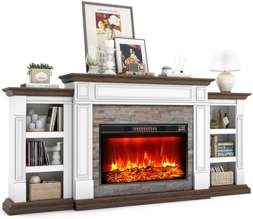 Natural Gas Fireplace TV Stand - 5 Surprising Picks You Didn't Expect 4 80" Fireplace TV Stand for TVs Up to 90 Inch, Electric Fireplace with Mantel, Farmhouse Entertainment Center with Storage, Realistic Stacked Stone Surround with Remote Control for Living Room