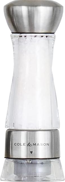 Cole & Mason H59302G Windermere Salt Mill | Gourmet Precision+ | Stainless Steel/Acrylic | 165mm | Single | Includes 1 x Salt Grinder | Lifetime Mechanism Guarantee