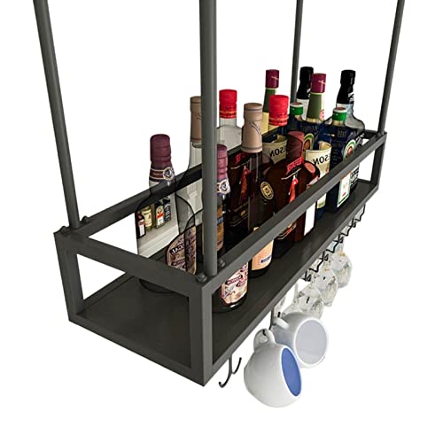 RCSTYNUK Estante de Metal para Copas de Vino, Soporte Colgante para Copas de Vino, Estante para Botellas de Vino invertido, Estante Ajustable con Soporte para Copas, Estante para Copas Negro Mate