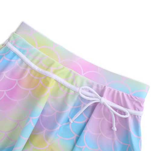 Image of Girl Swimsuit 2 Piece Bathing Suit High Waist Color Block Bikini Skirt Set Sporty Summer Swimwear 4-13Y