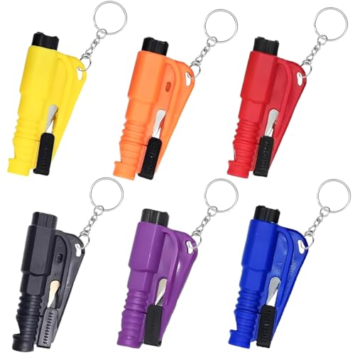 GXGM 6 Piezas Mini Cortacinturones y Rompecristales,3 en 1 Corta Cinturones Rompe Cristales con Silbato, Herramienta de Emergencia para Escapar,Accesorios para Automóviles