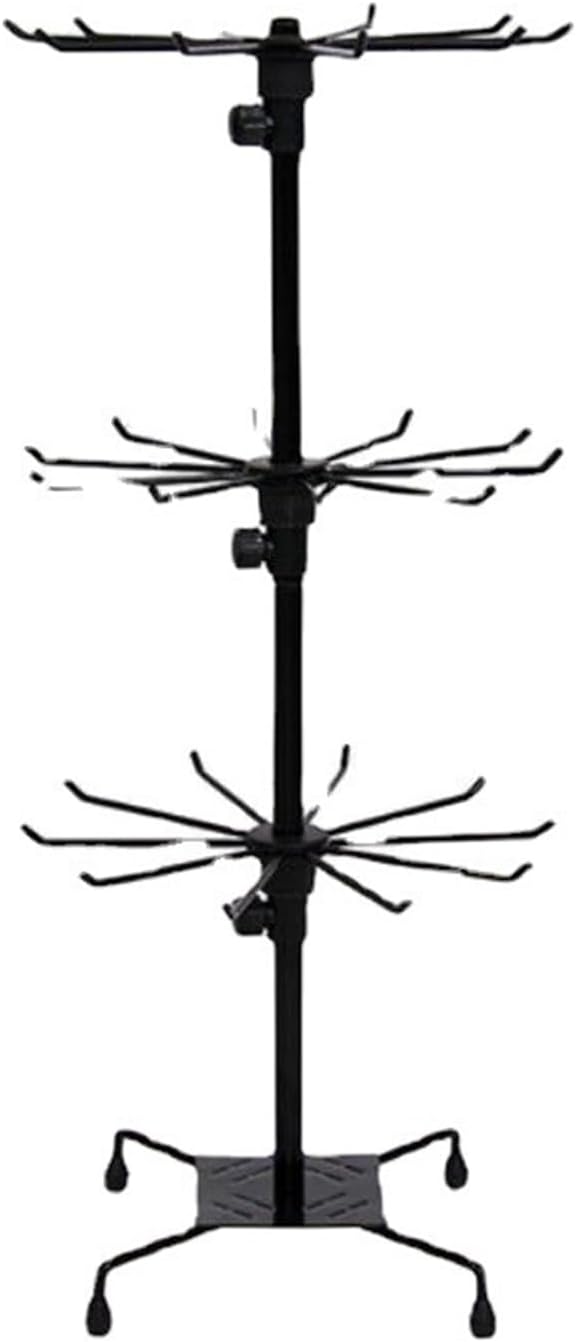 Sales Stand Multifunctional Rotating Shelf Metal Display Shelf Vertical Shelves for Retail Shops and Supermarkets for Hats Jewellery Accessories etc. Black 3 Layers