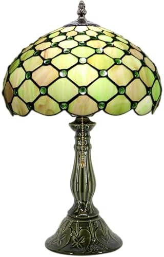 Tiffany Lamp Stained Glass Table Lamps Amber Green Pearl Style De...