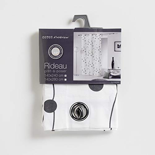 coton d'intérieur rideau a oeillets 140x240 cm coton clochettes blanc
