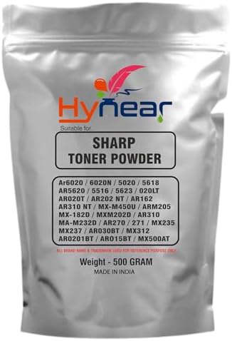 Hynear Ultra Dark Black Toner Powder Suitable for Sharp Ar6020/6020N/5020/5618/AR5620/AR162/AR310 NT/ARM205/MX-182D/MXM202D/ MX312/AR0201BT/AR015BT/MX500AT Printers (Pack of 1) (500 Gram)