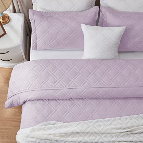 Cozyart Lavender Quilt Sets Queen Size Lightweight Bedspread Full Summer Quilt Sets Soft Coverlet 3 Piece Quilted Bedding Sets For All Season,1 Quilt 2 Pillow Shams #TOP5