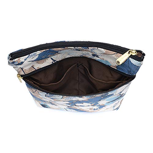 Danny K. Women's Tapestry Bella Purse Crossbody Handbag, Adjustable Cord, Handmade in USA (Azure) - Thumbnail 5