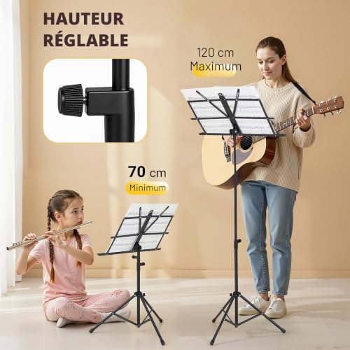 CAHAYA Pupitre Musique Réglable & Pliable 2-en-1 – vue 3